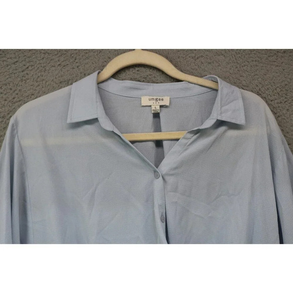 Umgee Light Blue Huge Dolan Balloon Sleeves Top-Size Large-Boho-Cottagecore - Picture 4 of 10